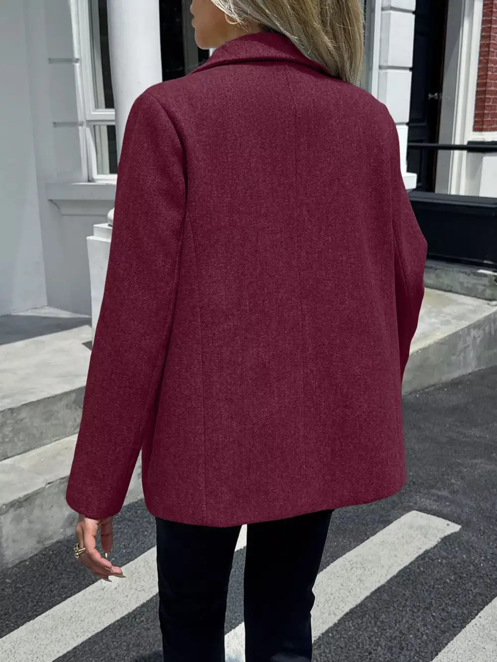Lapel Collar Button Up Blazer