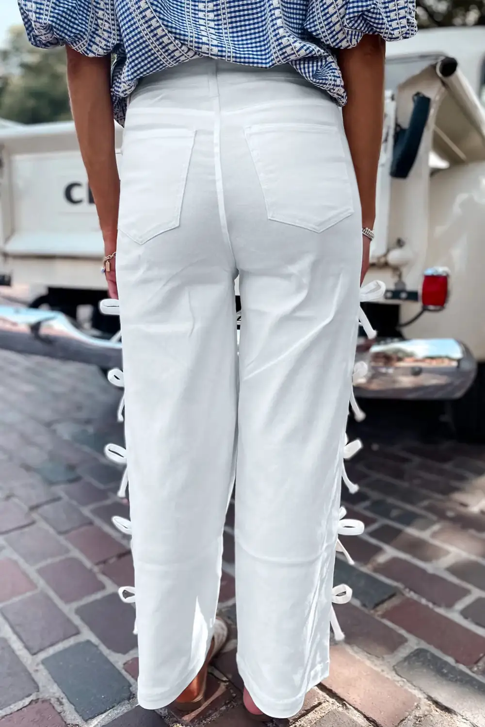 Ruched Polished Denim Jeans
