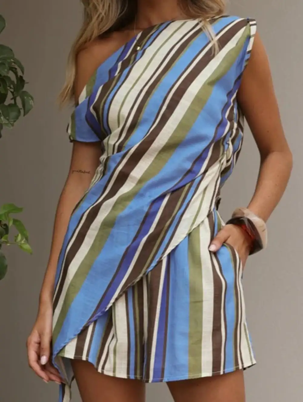 One Shoulder Top Set