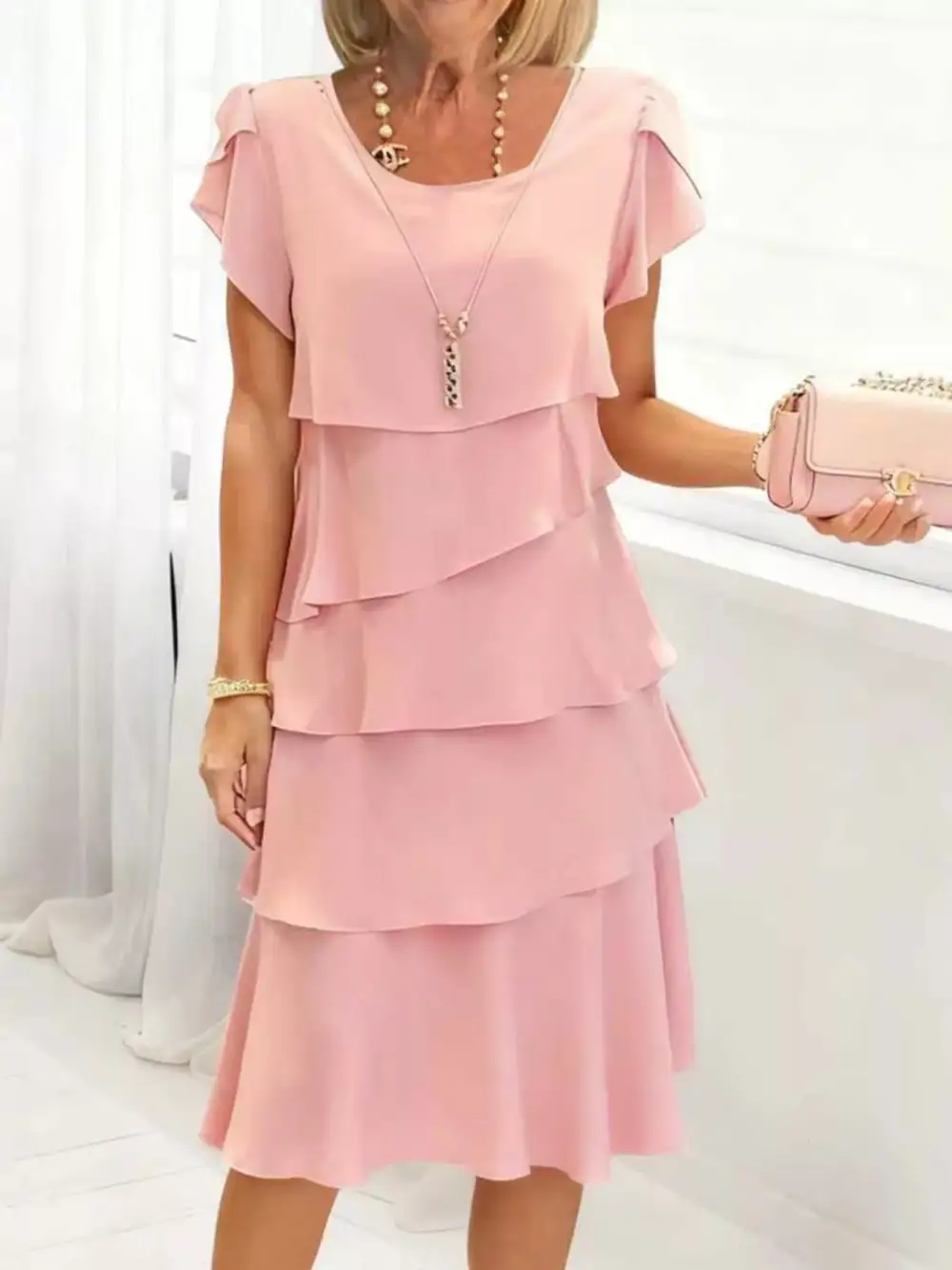 Layered Detail Ruffle Dress