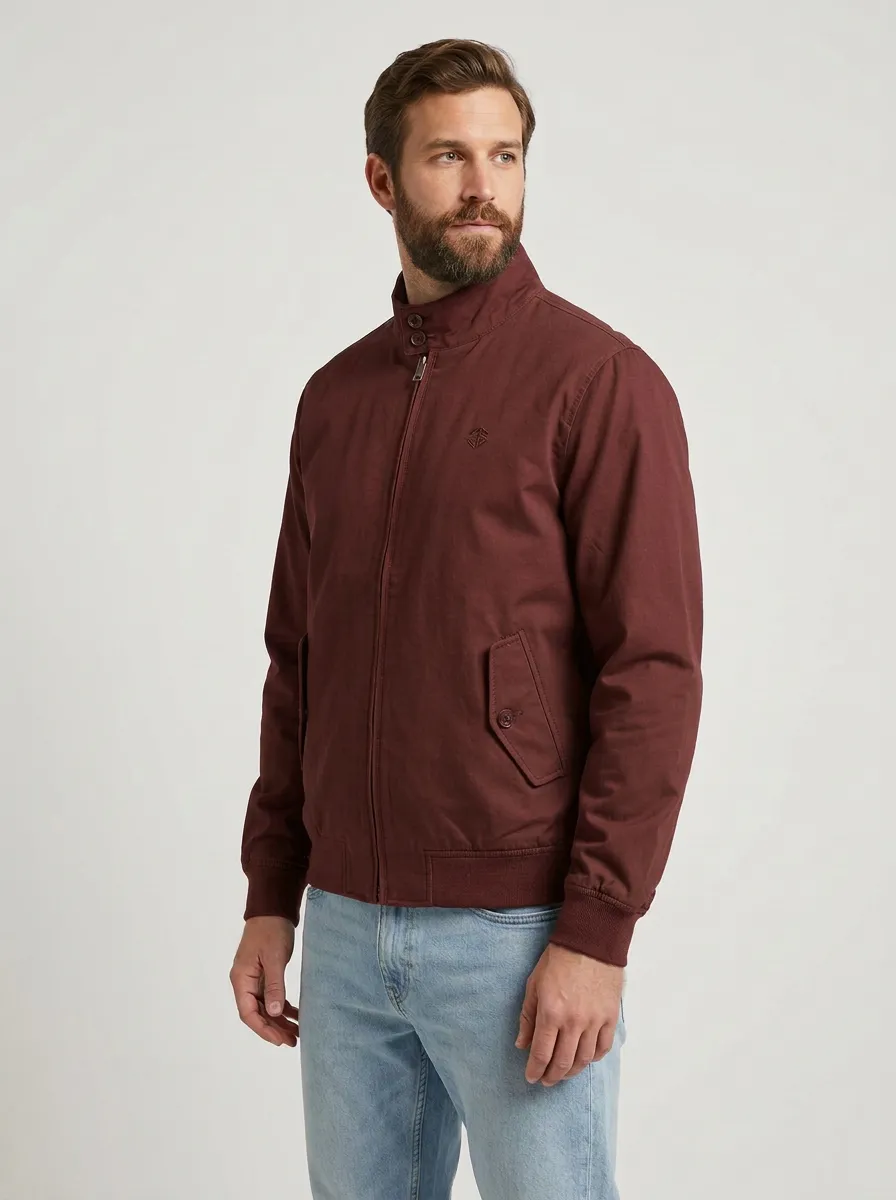 Men's Olive Green Minimalist Embroidered Harrington Jacket