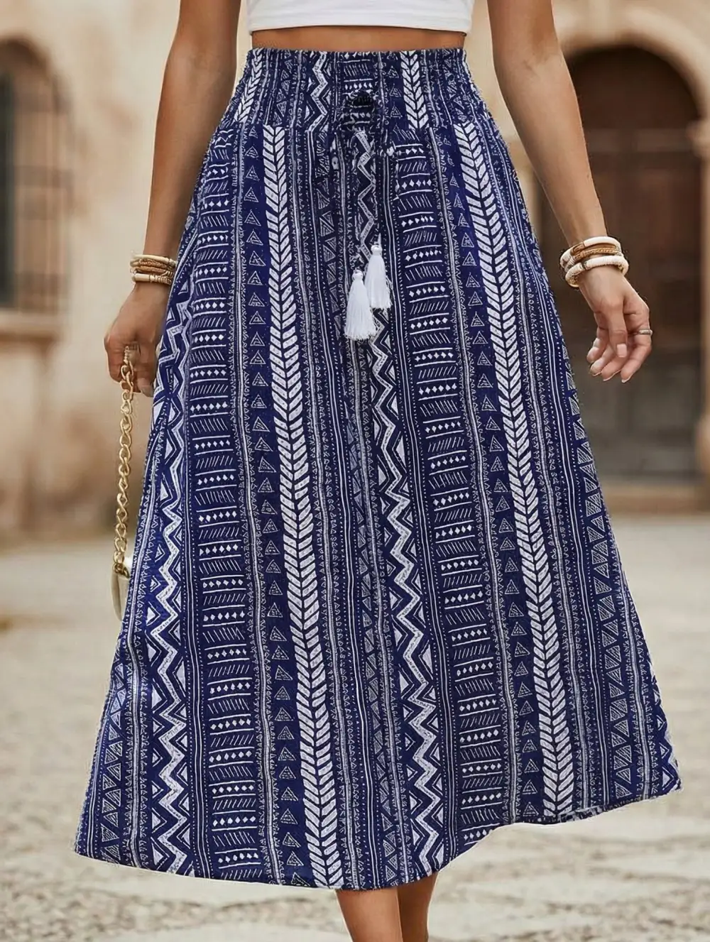 Boho Fringe Midi Skirt