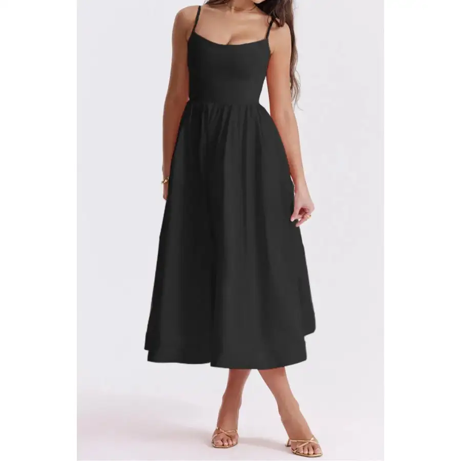 Modern Print Spaghetti Strap Midi Dress