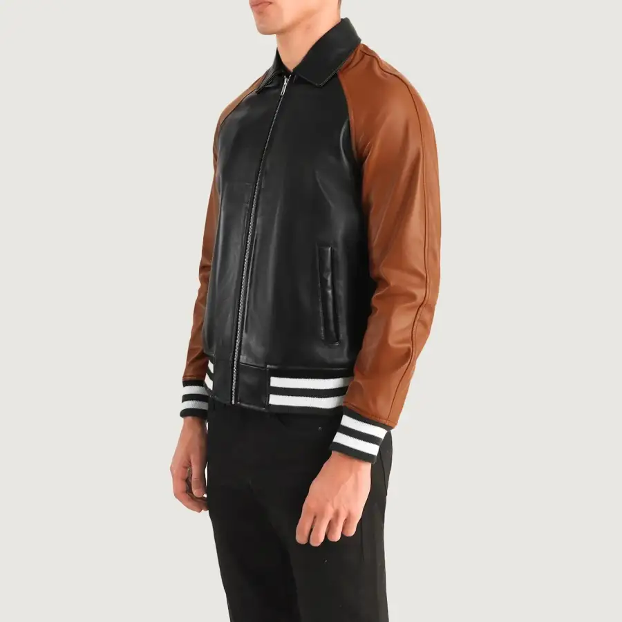 Men's Structured Leather Varsity Jacket