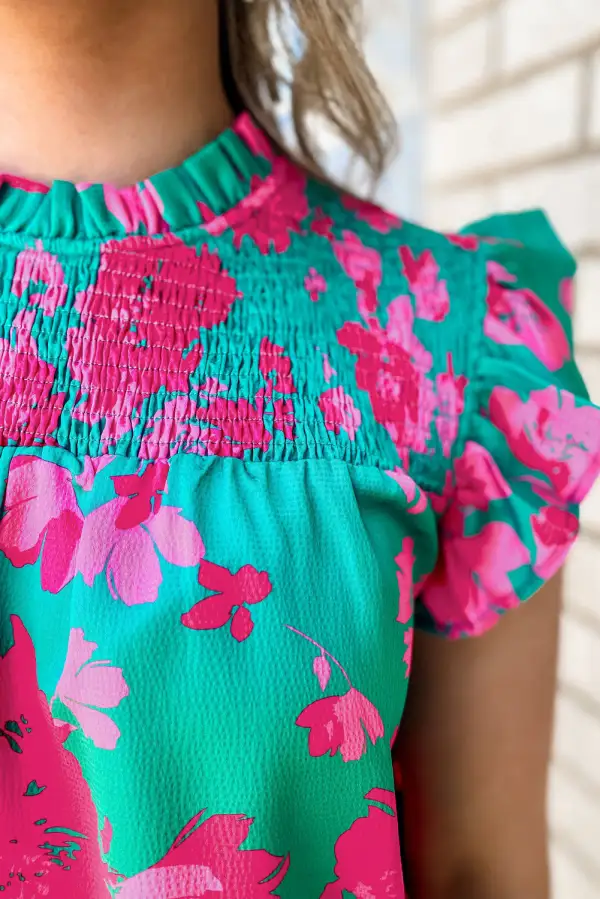 Wearable Floral Ruffle Sleeve Blouse