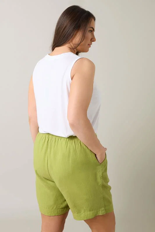 Set Chartreuse Green Linen Shirt & Short detail 2