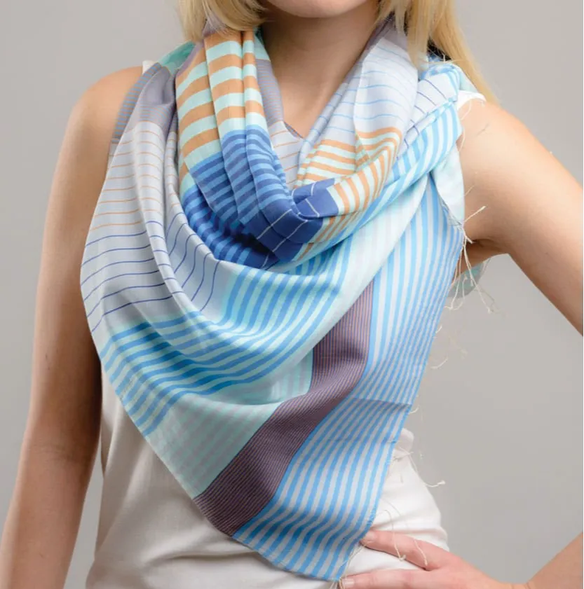 Soft Stripe Cotton Silk Scarf