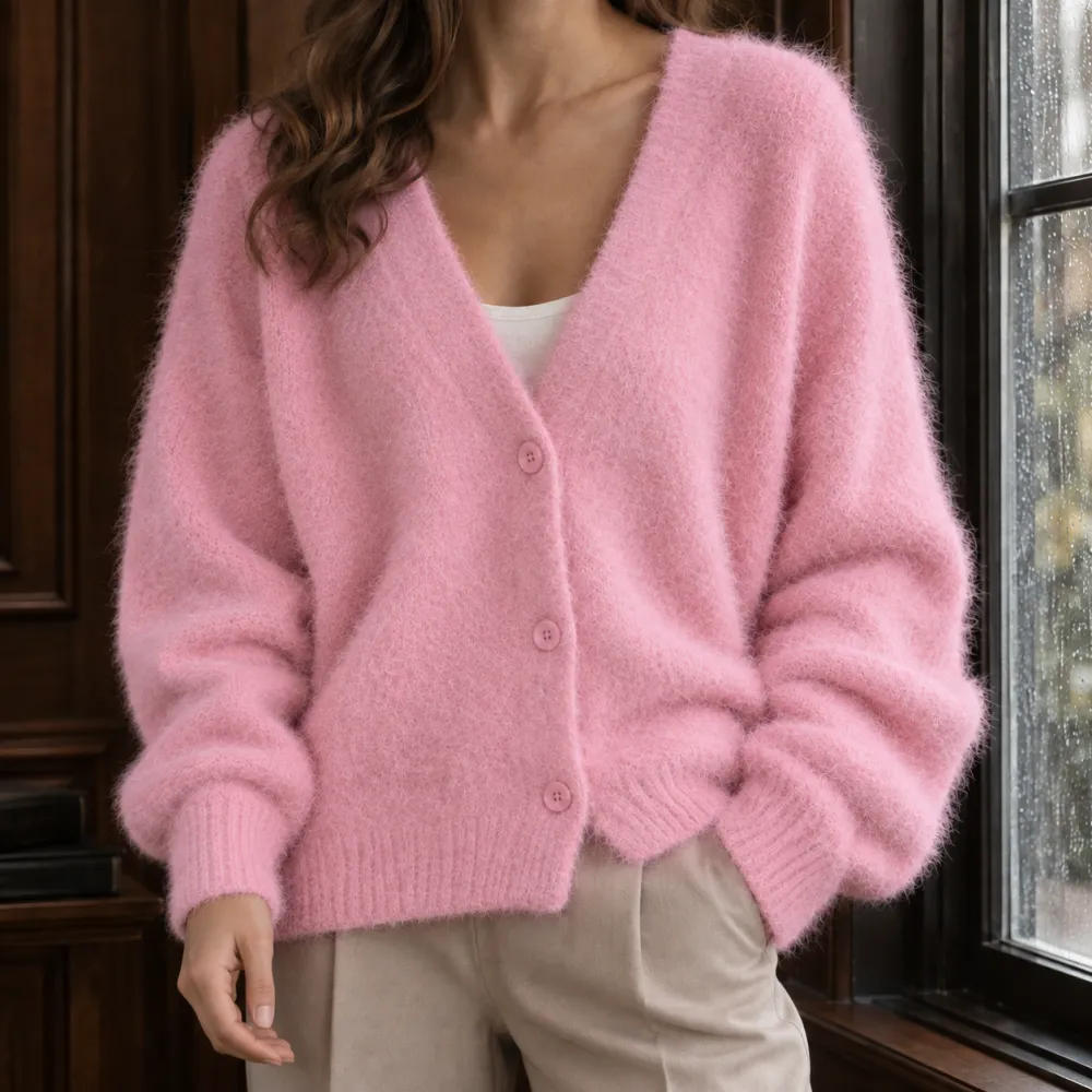 V-Neck Button-Front Cardigan