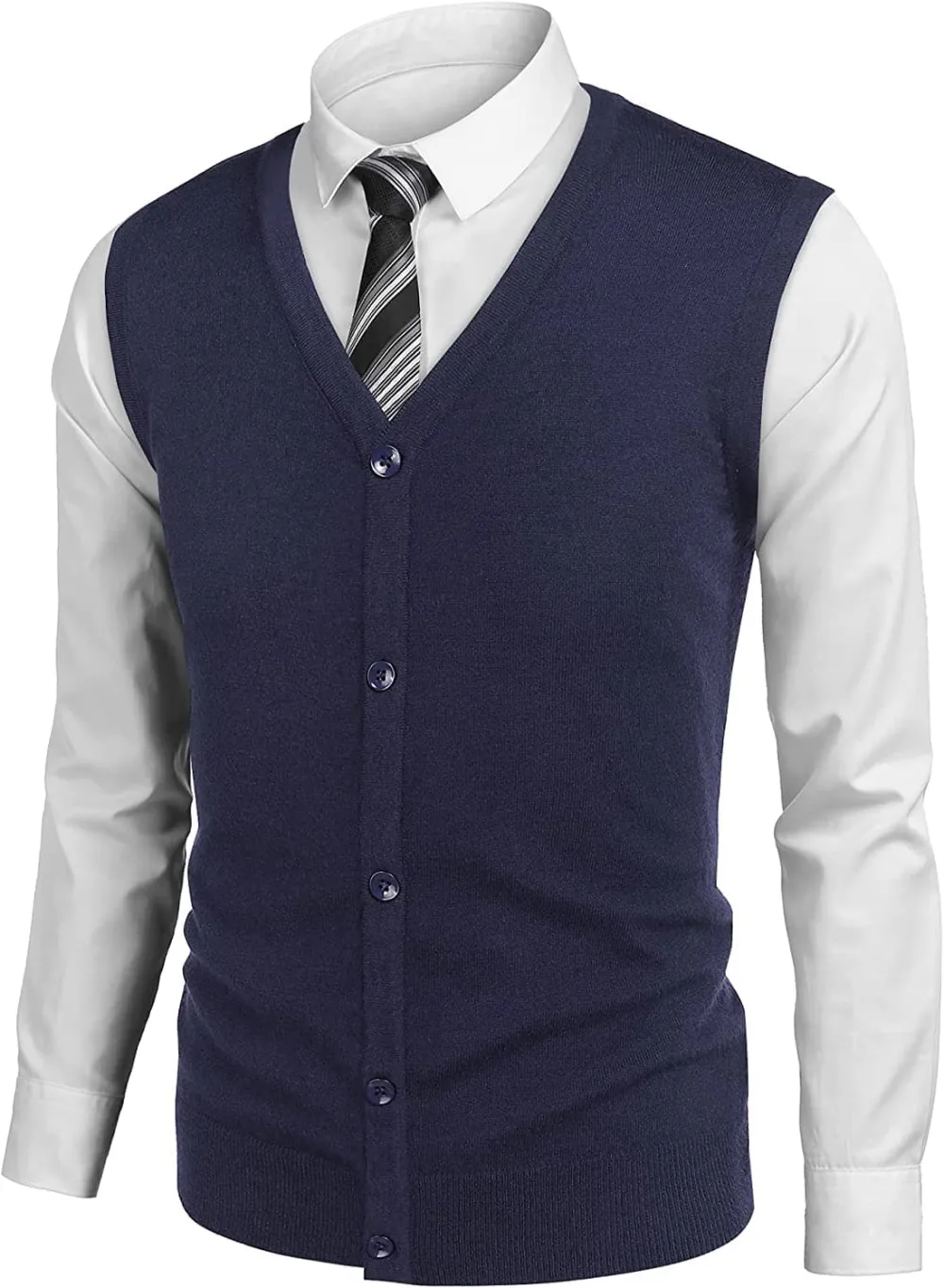 Casual Sleeveless Knitted Button Cardigan Vest Jeans