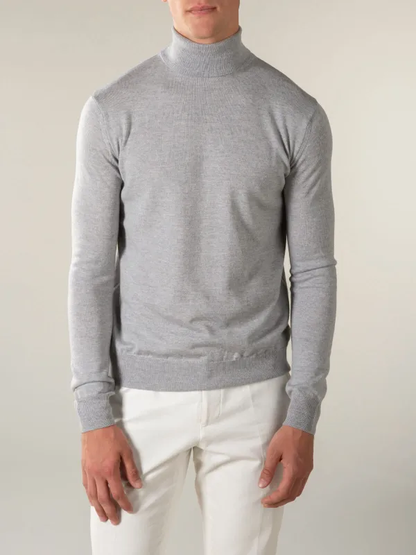 Cashmere Merino Blend Turtleneck Slim Fit Knit Construction Detail Turtleneck Sweater