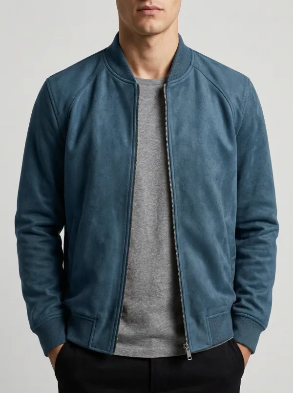 Relaxed Suede Bomber Jacket