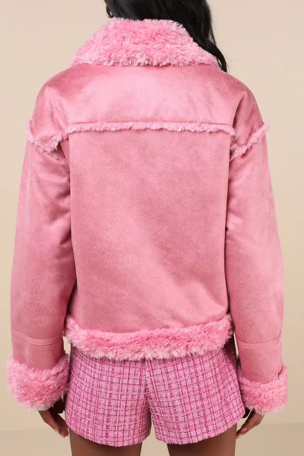 Pink Casual Style Long Sleeve Jacket