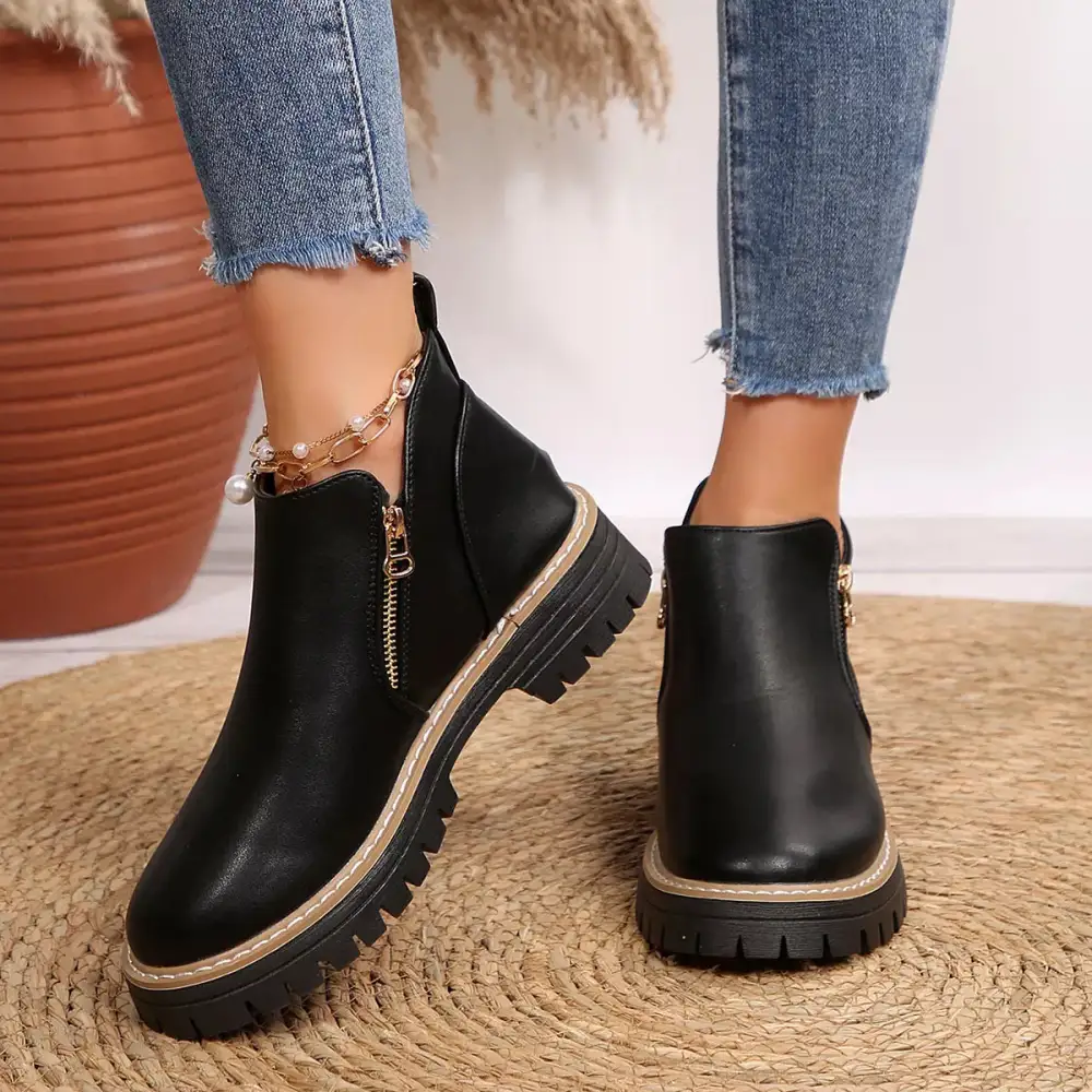Refined Ankle Boots with Zipper Detail