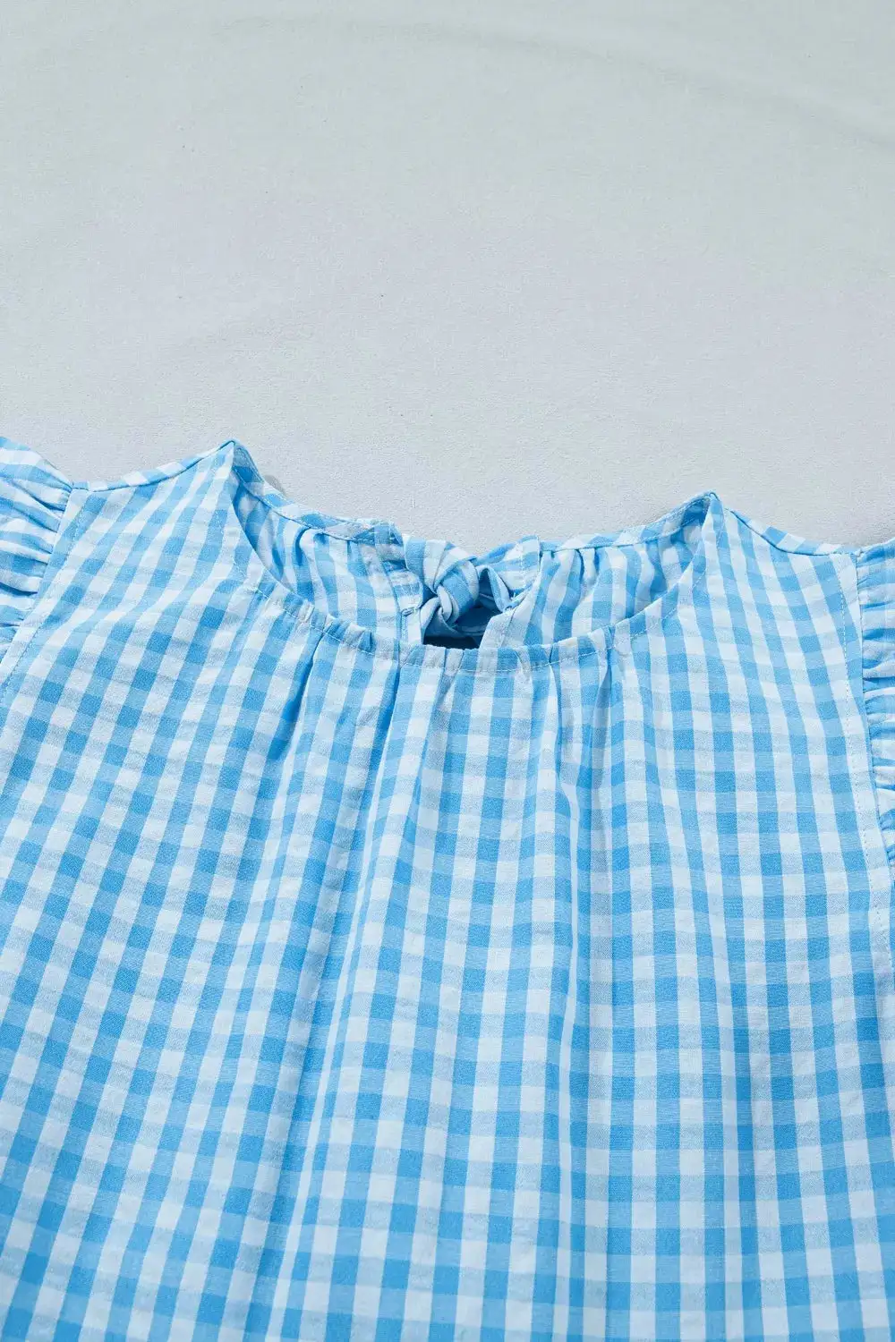 Knot Back Ruffled Short Sleeve Gingham Maxi Dress