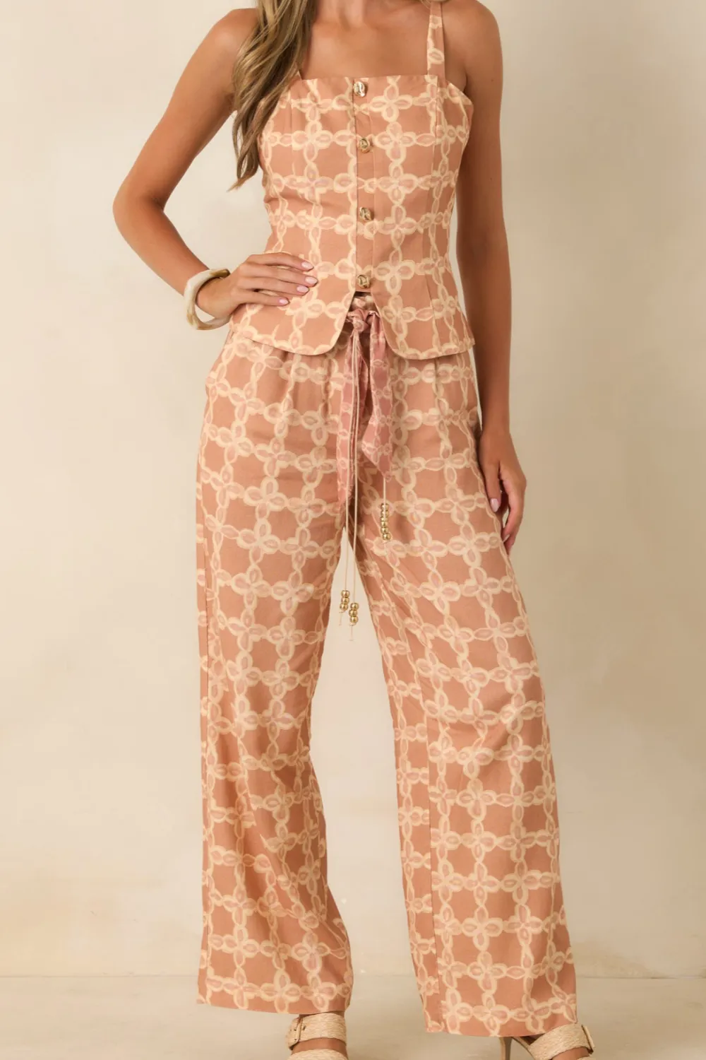 Printed Wide Leg Pants