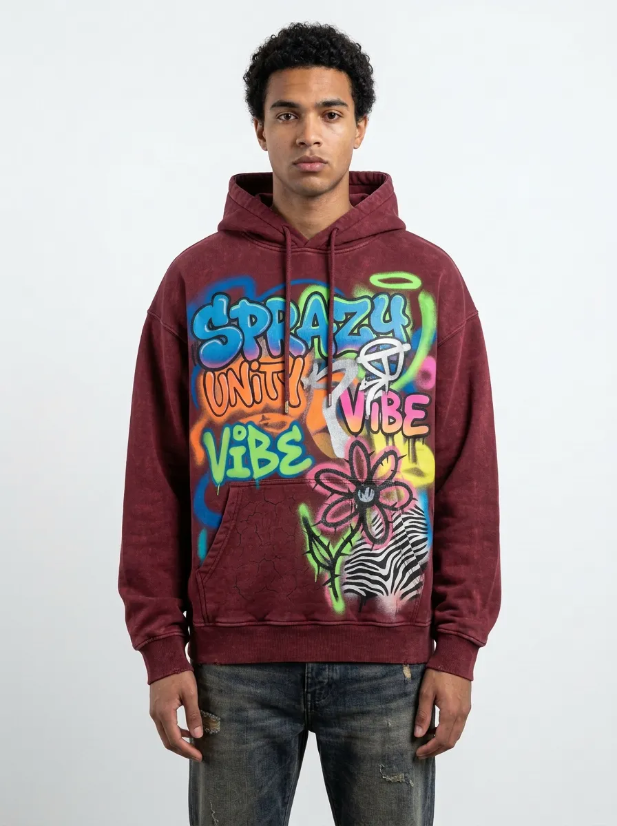 Unisex Streetwear Graffiti Unity Vibe Flower Graphic Hoodie
