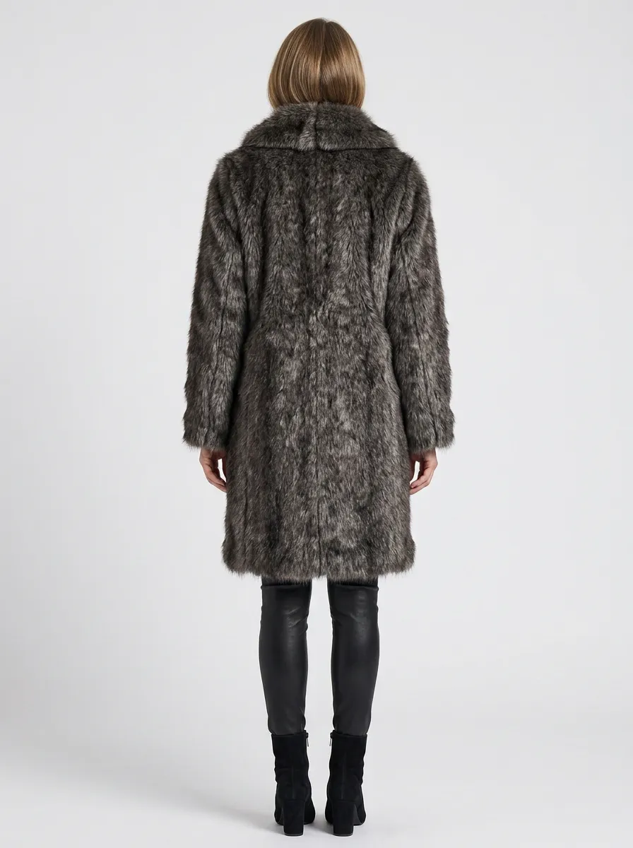 Chic Printed Faux Fur Coat