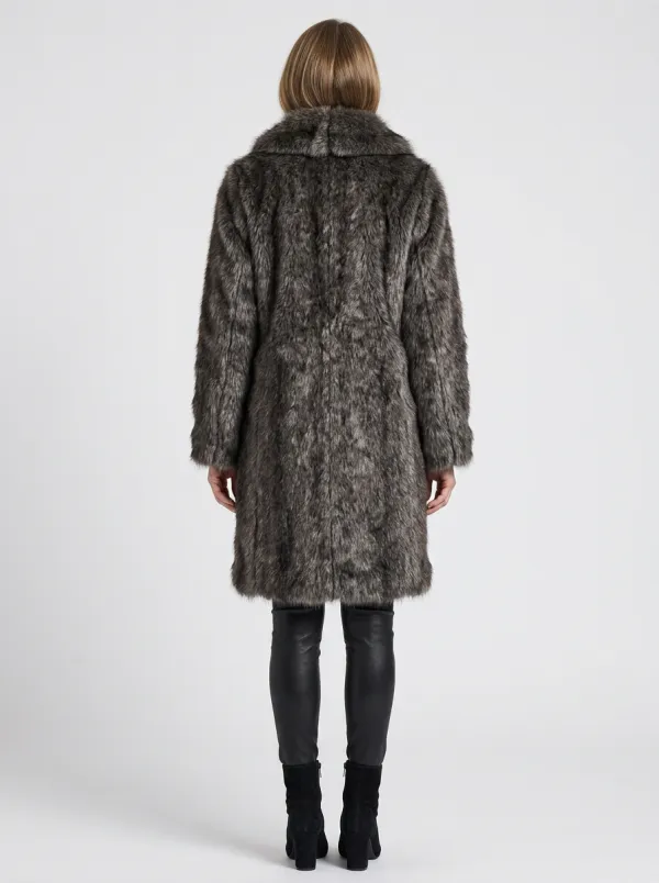 Chic Printed Faux Fur Coat