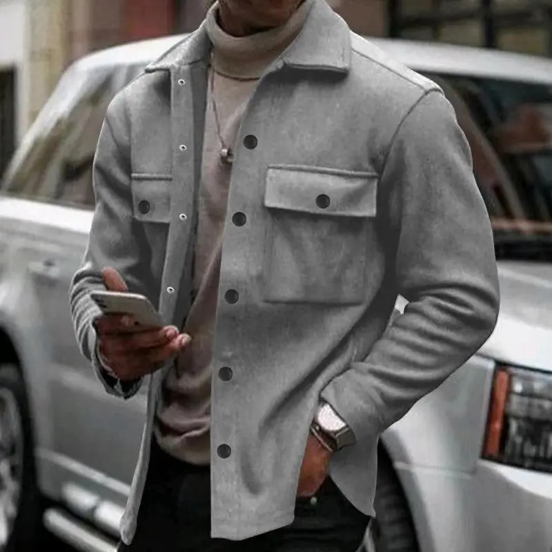 Buttoned Textured Work Jacket