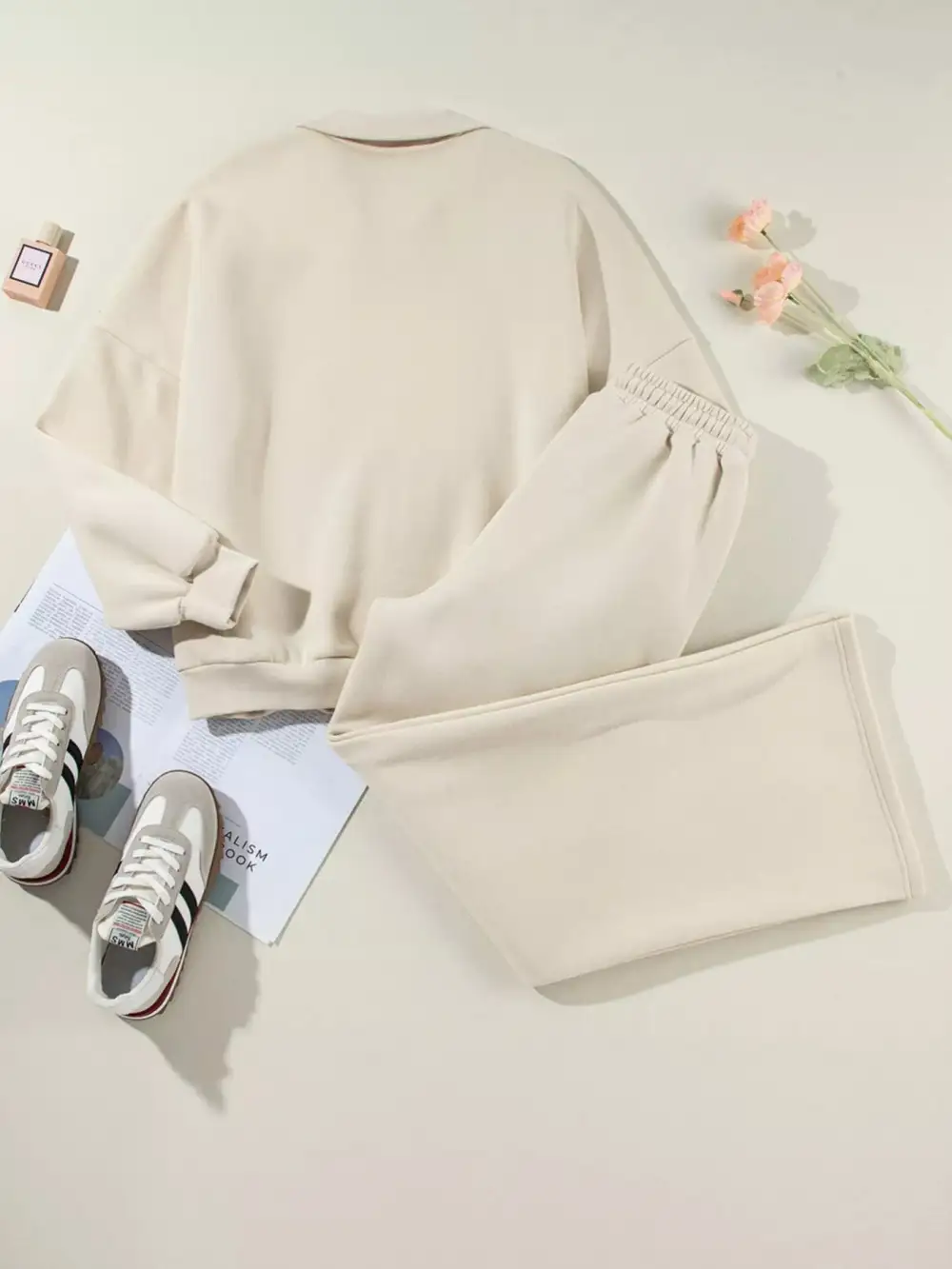 Drop Shoulder Zip Up Jacket And Drawstring Pants Active Two Piece Set