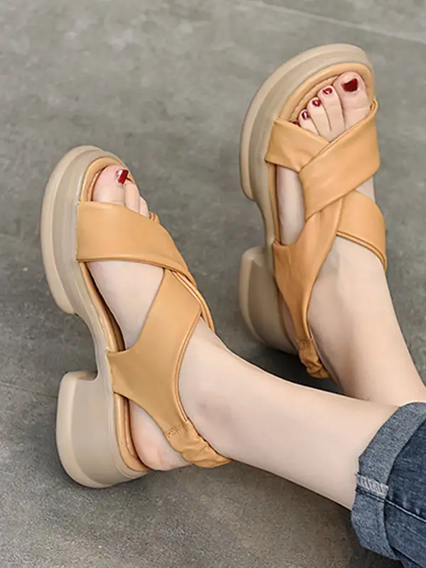 Open-Toe Platform Heeled Sandals