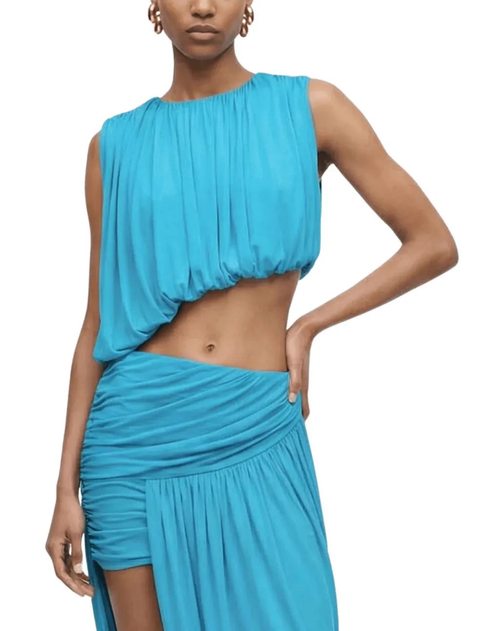 Classic Draped Cropped Sleeveless Tank Top