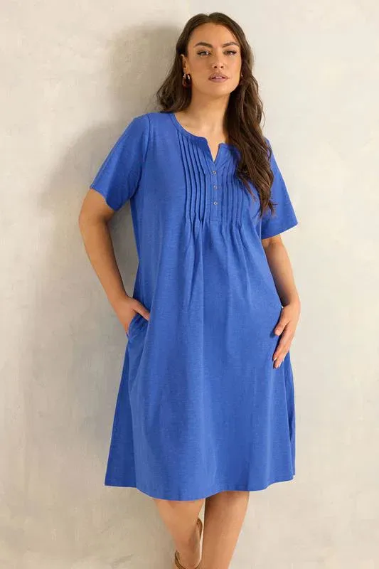 Blue Henley Cotton Dress