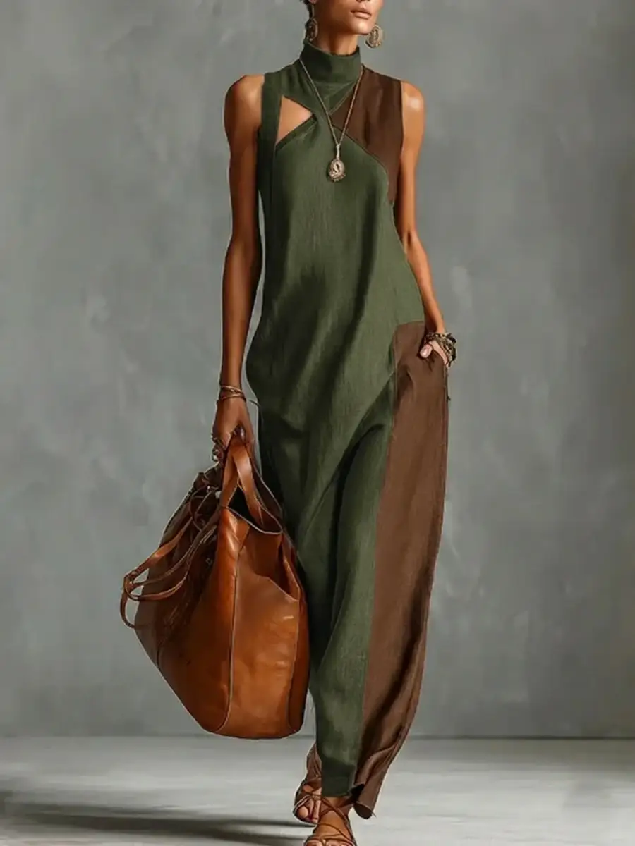 Loose Sleeveless Neck Maxi Dress