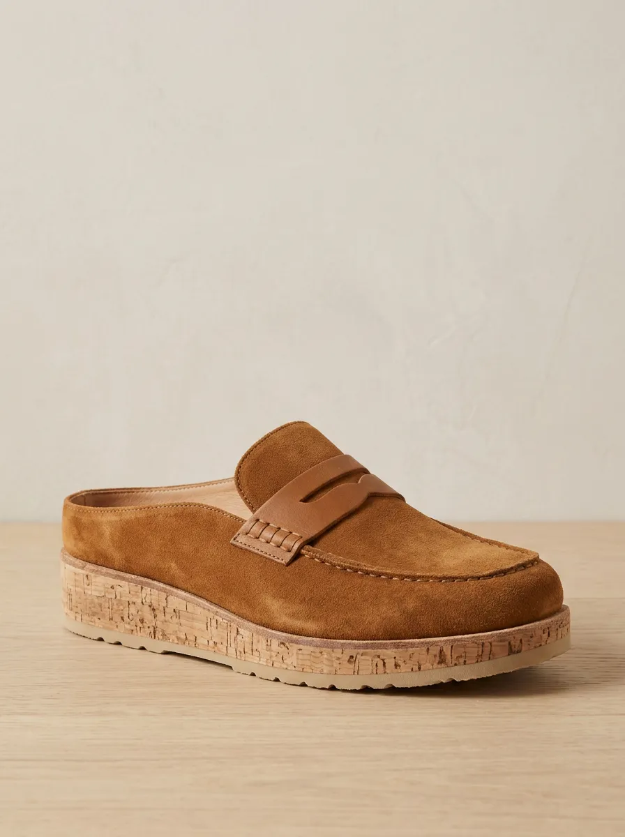Women's Classic Platform Clog Style Casual Suede Wood Sole Loafers