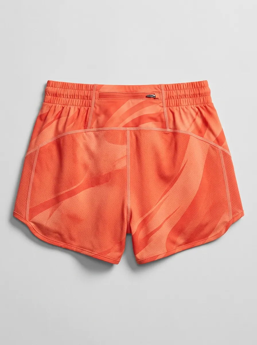 Women's Athletic Fitness Orange Abstract Swirl Printed Running Shorts