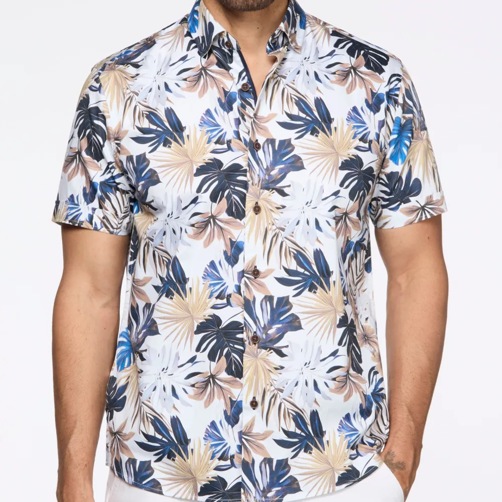 Fern Motif Sateen Shirt