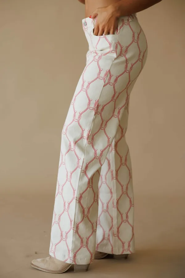 Horseshoe-Print Lace Pants