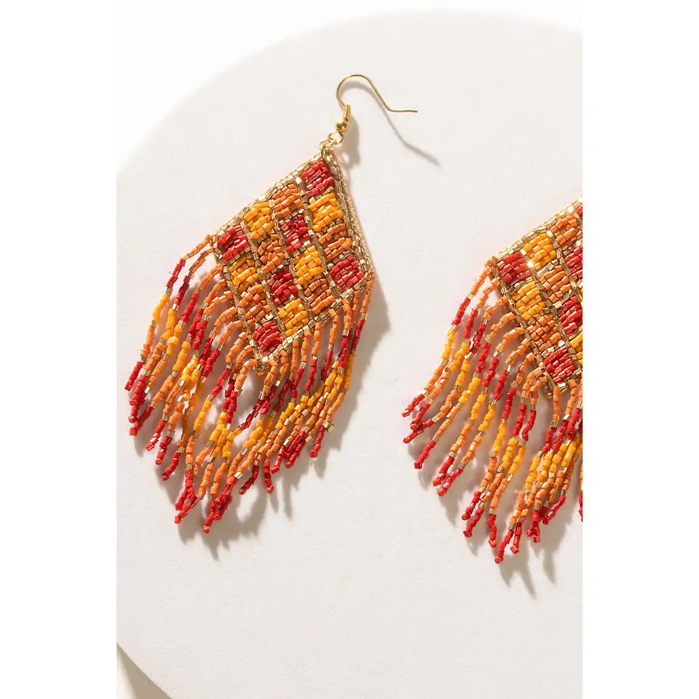 Graceful Linear Artful Beaded Earrings