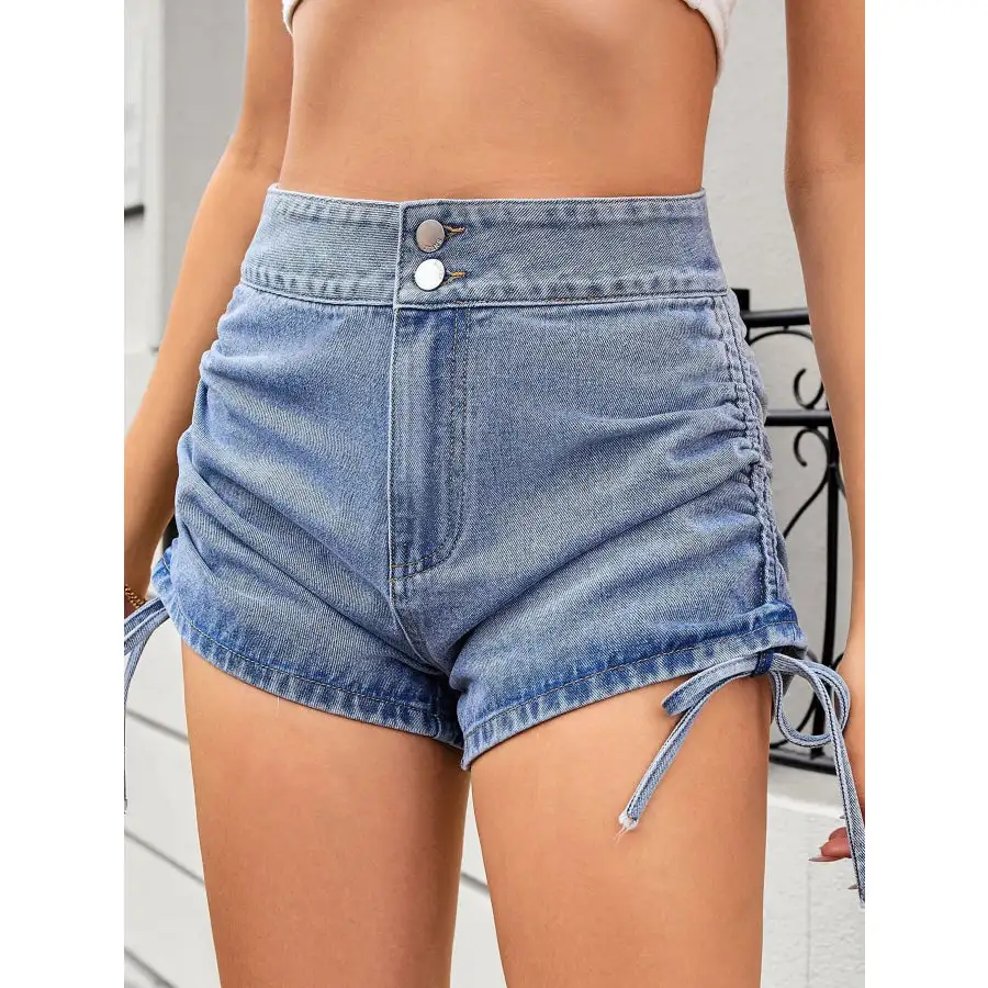 Everyday Drawstring Pocketed Denim Shorts