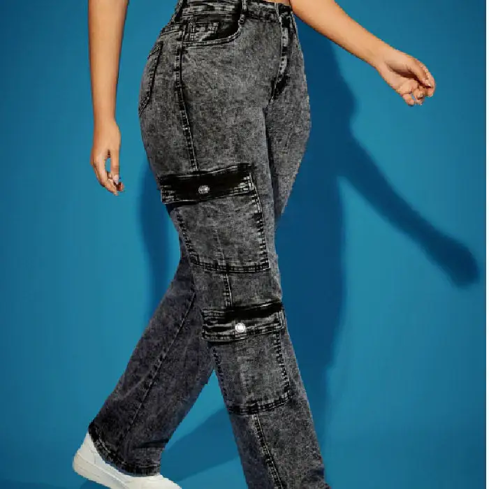 Women's Multi Pocket Denim Cargo Pants