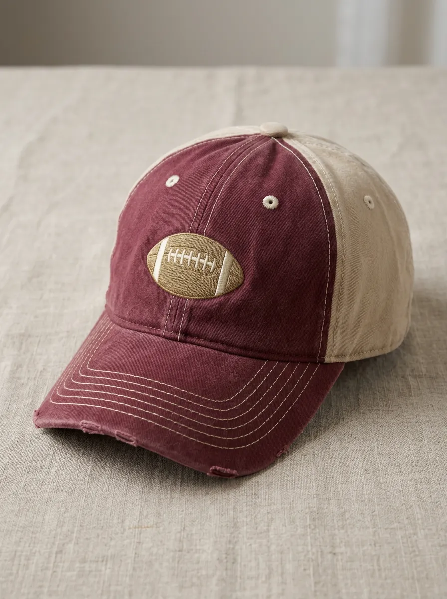 Unisex Gridiron American Football Lover Embroidered Ball Distressed Baseball Cap