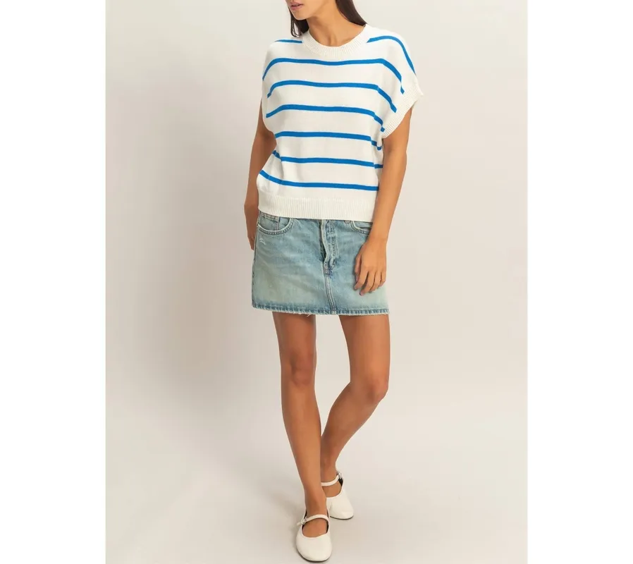Striped Crew Neck Knit Top