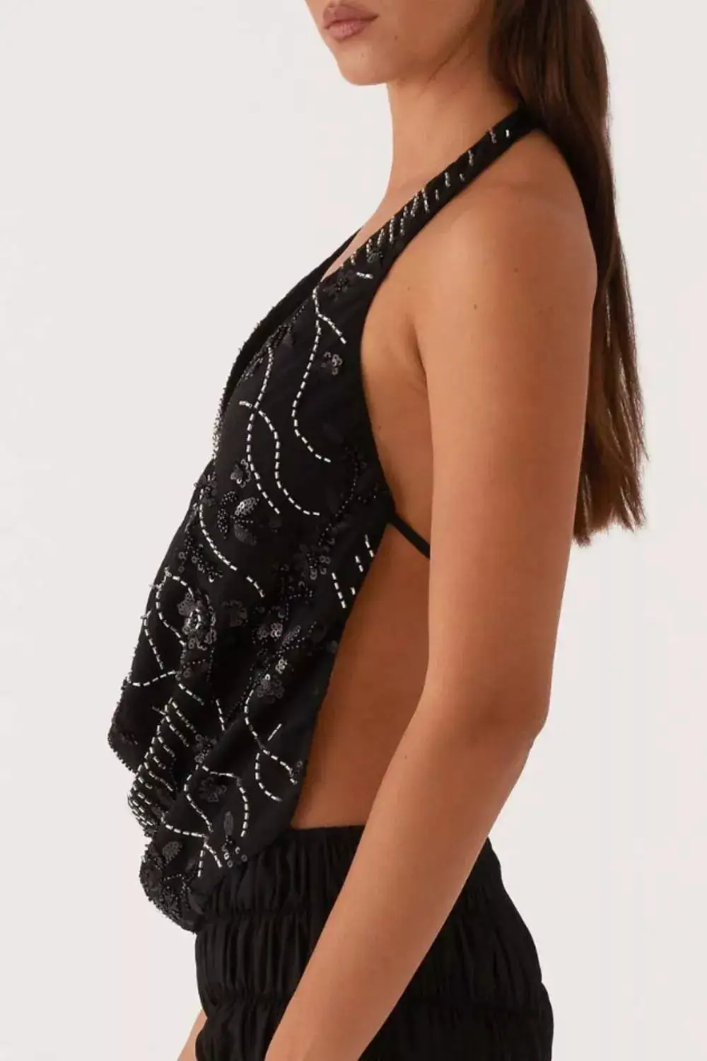 Halter-Neck Beaded Tank Top