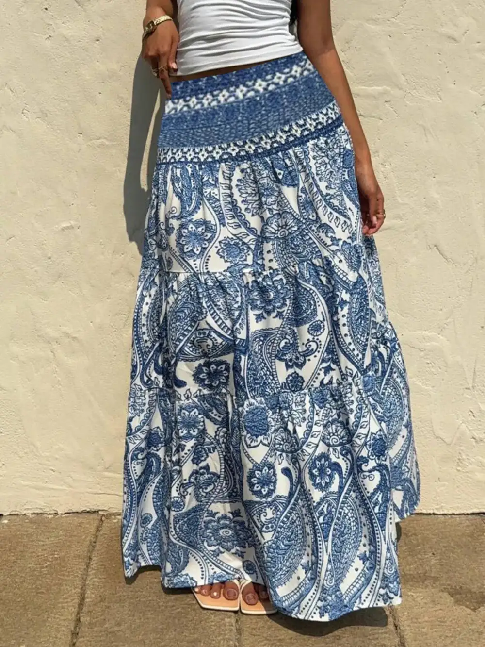Classic Smocked Printed Skirt