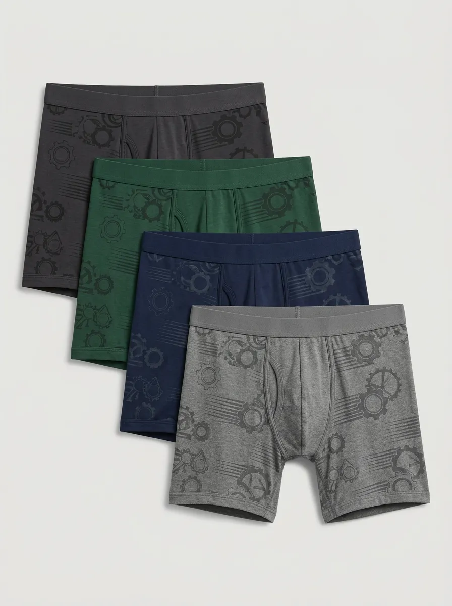 Men's Four-Pair Technical Gear Graphic Boxer Brief Set