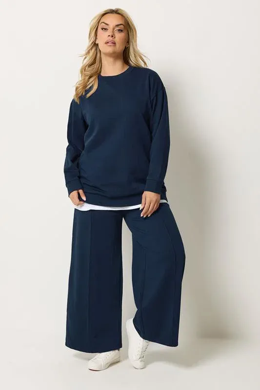 Navy Blue Sweatshirt Jogger & T-Shirt Set