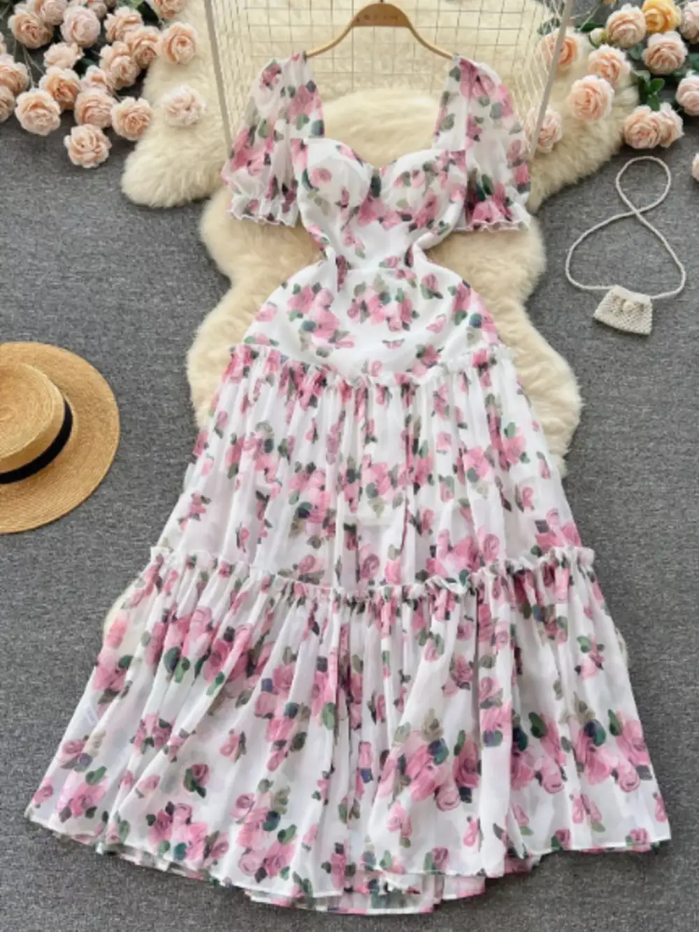 Everyday Print Ruffle Hem Midi Dress