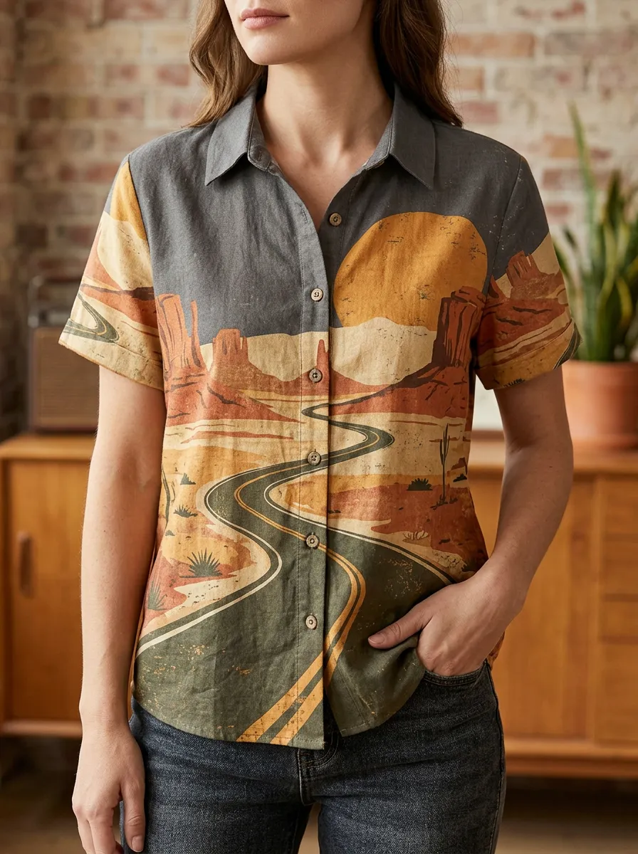 Women's Wilderness Desert Road Landscape Shirt