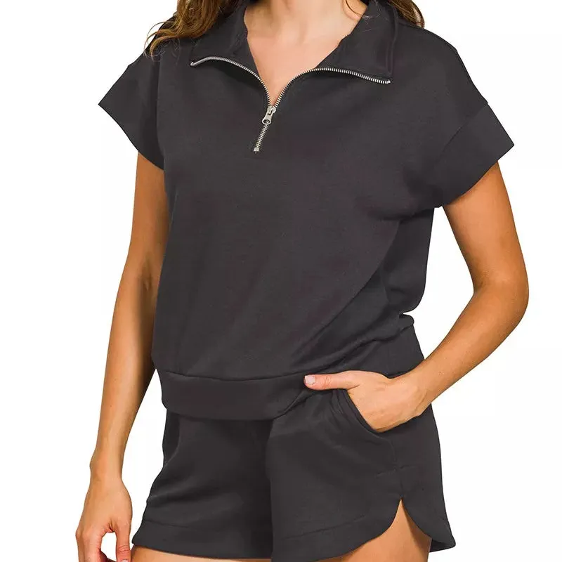 Scuba High Neck Half Zip Top and Dolphin Shorts Set