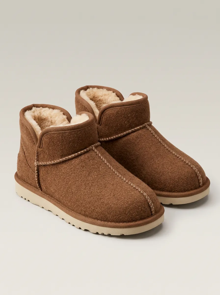 Cozy Brown Wool Lined Slippers