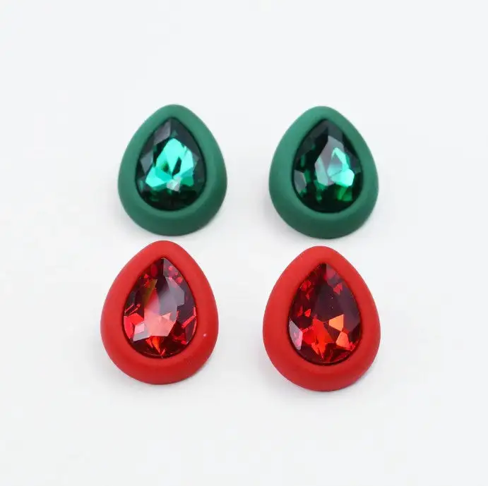Teardrop Crystal Accent Stud Earrings