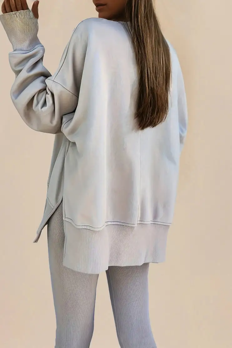 Roomy Cotton Blend Ribbed Matching Set