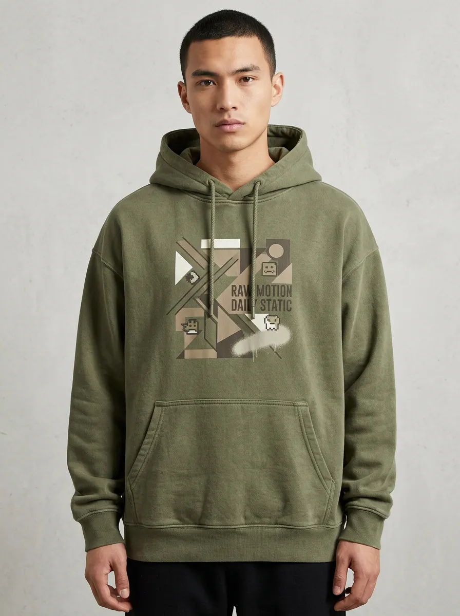 Outdoor Pixel Geometric Men's Graphic Hoodie