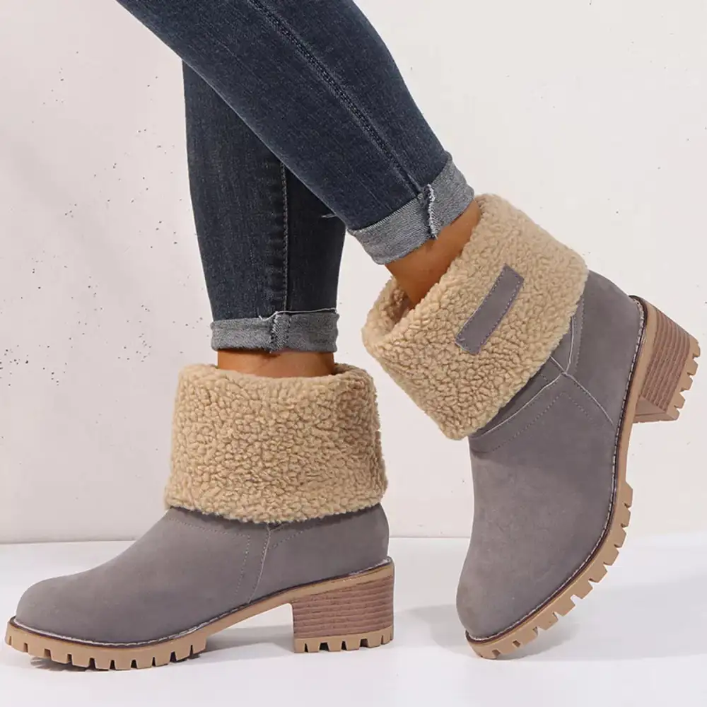 Refined Round Toe Block Heel Boots
