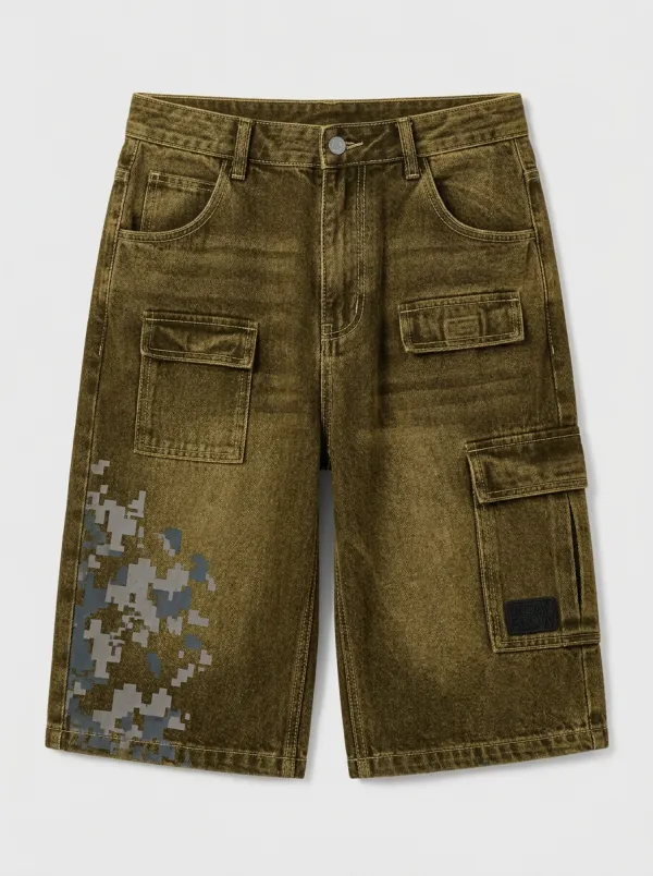 Cargo Denim Digital-Camo Men's Cargo Shorts